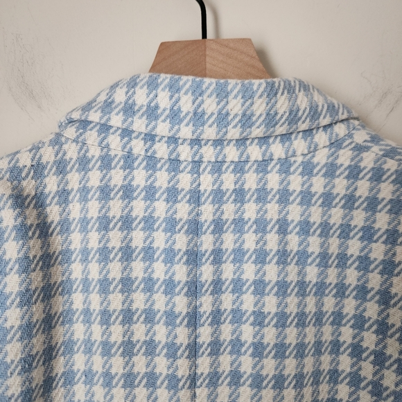 Zara | Double Breasted Houndstooth Blue & White Blazer - Size XL - Picture 7 of 12